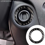 LOOKSHOW Carbon Fiber Car Ignition Switch Key Hole Ring Start Decoration Circle Trim Stickers For Me