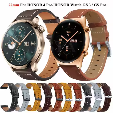 22mm Watchband For HONOR Watch 4 Pro/GS 3/GS Pro/Magic Watch 2 46mm Replacement Leather Strap Band B