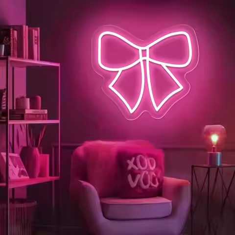 Bow Neon Sign Girl's Room Decor Birthday Gift For Girl Room Wall Decor Pink Bow Bedroom Wall Decor B