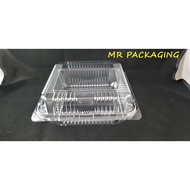 OPS-L400 BENXON 6" Square Cake Tray with Lock [ 50pcs± ] Bakery Disposable Plastic Clear Cake Box --