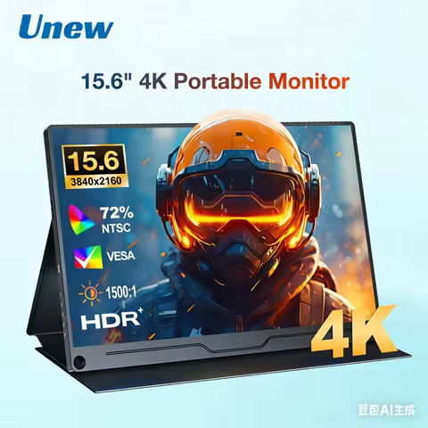 Unew 15.6" 4K UHD HDR Portable Gaming Monitor | Dual USB-C/HDMI | Compatible with Xbox/Switch/Laptop