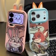 Cartoon Bunny & Fox Stand Phone Case