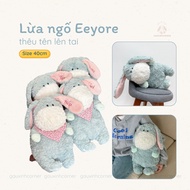 Donkey Eeyore teddy bear with name embroidered upon request and beautiful flower bib plushie soft to