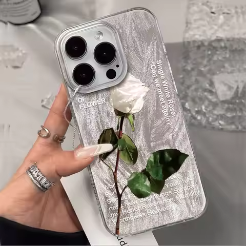 For OPPO A6 Pro A5X A40 A80 A79 A78 A38 A18 A58 A54 A74 A15 A16 A53S Chic White Rose Flower Dazzle L