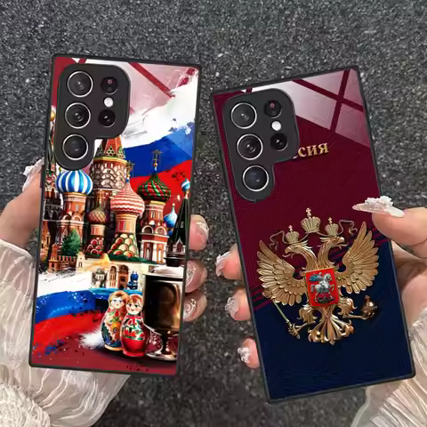 Russia Flag Mobile Cell Phone Case for Samsung Galaxy S25 S24 S23 S22 S21 S20 Note20 Plus FE Ultra G