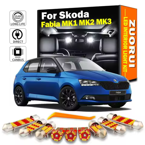 ZUORUI Canbus LED Interior Light Kit For Skoda Fabia 1 2 3 MK1 MK2 MK3 6Y 6Y2 6Y3 6Y5 NJ NJ3 NJ5 200