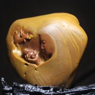 【母與子】黃蠟石擺件榮獲上海玉龍杯玉石雕刻最佳創意獎作品