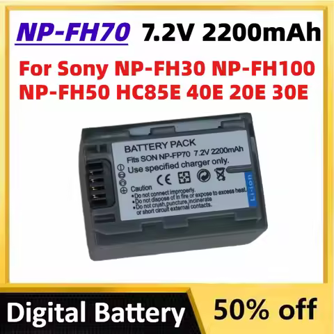 7.2V 2200mAh NP-FH70 Li-ion Digital Battery for Sony NP-FH30 NP-FH100 NP-FH50 HC85E 40E 20E 30E 43E 