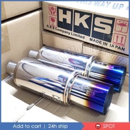 [24H SHIP] HKS Free Flow Muffler Can Small/Medium/Large Size Deep Sound Exhaust Muffler