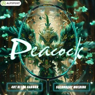 ALPSPORT Peacock 4U 52g Max 35 Lbs Super Light  100% Full Carbon Fiber Green Badminton Racket With S