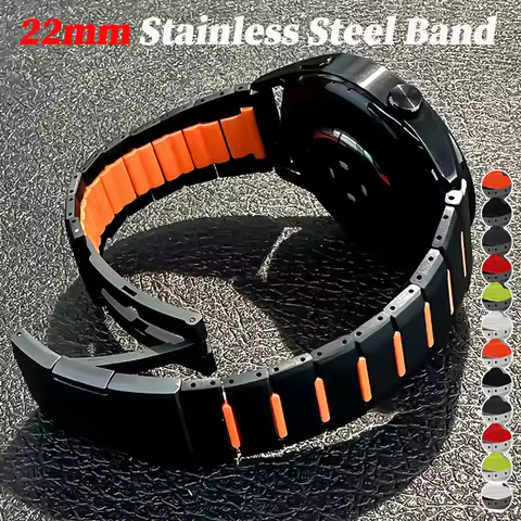 22mm Stainless Steel Band for Huawei Watch GT6 GT5 GT4/Pro 46mm No Gaps Strap for Huawei Watch GT Ru