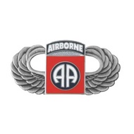 Silver Paratrooper Wings with 82nd Airborne Division Lapel Pin, Platinum Red Blue, 1 1/4 inch