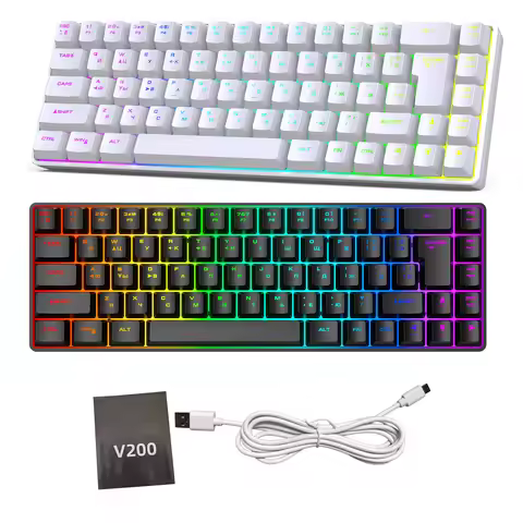1Pc Russian English Dual Language Keyboard 68-Key RGB Backlit Gaming Mechanical Keyboard for Gaming