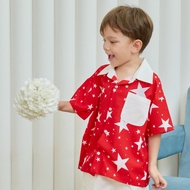 VACAY INDEED | Mini Diddy Shirt ลาย Red Star เสื้อเชิ๊ตเด็กผู้ชาย มีกระเป๋า / พร้อมส่ง