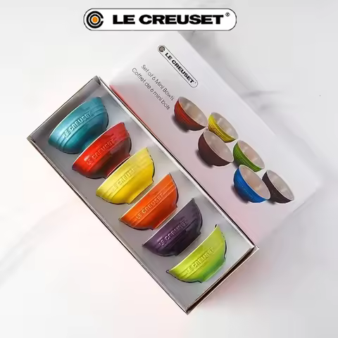 Le Creuset Rainbow Stoneware Mini Ramekin Bowl Set 10cm Decorative Multicolor Small Baking Bowl Gift