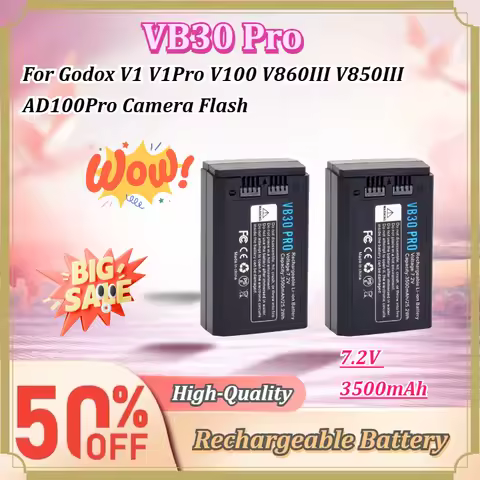 For Godox V1 V1Pro V100 V860III V850III AD100Pro Camera Flash VB30 Pro 7.2V 3500mAh Rechargeable Lit