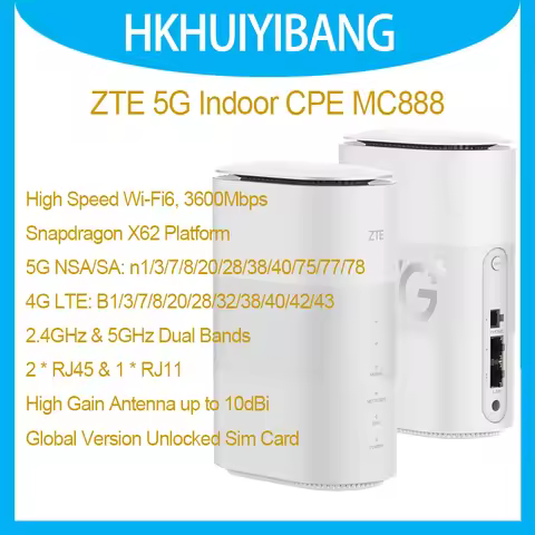 Unlocked ZTE 5G Indoor CPE MC888 Wi-Fi 6 AX3600 Wireless Modem SDX62 5G NSA SA 4G LTE CAT19 WiFi Rou
