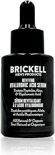 Brickell Men's Anti Aging Reviving Day Face Serum for Men, Natural and Organic Serum For Face with Hyaluronic Acid, Protein Peptides to Restore Firmness and Stimulate Collagen, 1 Ounce, Unscented