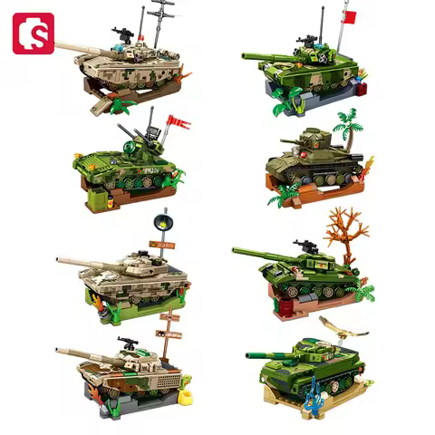 SEMBO Military Series Main Battled Tank Assemblage Building Blocks MOC Chariot Model Bricks Ornament