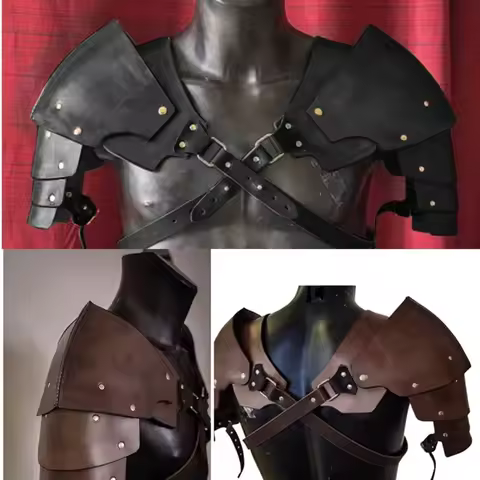 Viking Age PU Leather Medieval Warrior Shoulder Armor Armor Shoulder Armor Costume Play Props Show D