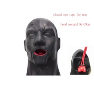 3D Latex Hood Ruer ปิดตาเครื่องรางกลับซิปสีแดงปาก Gag Plug Sheath ลิ้นจมูกยาวสำหรับ Men Women