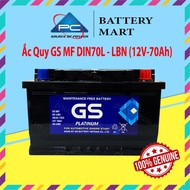 Battery 12V-70Ah, Car Battery GS MF DIN70L-LBN