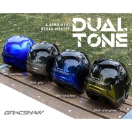 2 TONE GRACSHAW HELMET GLAZZO 919 DUAL TONE DUA WARNA DUO ARC RITZ MODEL G919 DUALTONE TWO TONE HELM