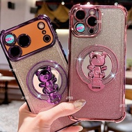 JRYU OPPO Mirror TITANIUM BEAR With Stand Holder case Oppo A6X A6 PRO A5X A5i A5 2025 RENO 14 F A3X 