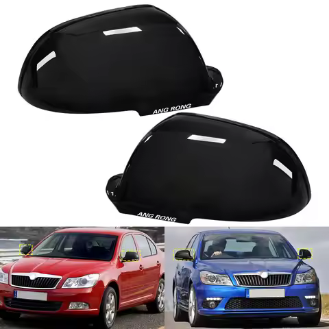Gloss Black Wing Mirror Cover Caps For 09-13 Skoda Octavia II 1Z3 1Z5 Left+Right