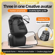 3 in 1 Easter Island Statue Glasses Holder Easter Island Head Eyeglass Holder Stand Eyewear Display 