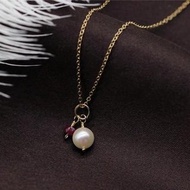 頂級花玉 AKOYA 珍珠和紅寶石項鍊 6 月 / 7 月生日石