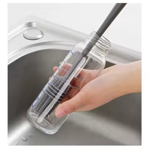 Long Handle Silicone Cup Brush 360 Degree Rotating Bottle Cleaner for Baby Bottle Blender Household 