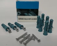 25 SET/BOX Blue tox with Screw Expansion Screw With Screw Tox Brass Screw Expanded Nail For Cement W