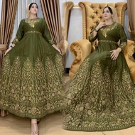 Hindi Embroidery Elyana | Premium Rayon Women's Gamis | 7 SLEEVE/8 | Belt | Umbrella Bottom