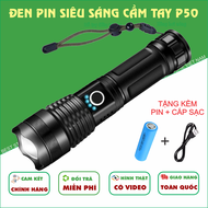 Đèn Pin Siêu Sáng LED P50 Hợp Kim Cao Cấp Dùng Pin Sạc Tích Hợp Cổng Sạc USB Tiện Dụng
