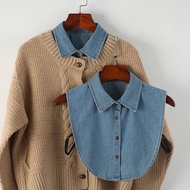 [Bestseller] Kolar Baju Denim Palsu untuk Musim Gugur, Musim Sejuk, Musim Bunga, Kolar Berbentuk Kot