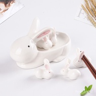 11💕 Creative Ceramic Chopstick Holder Chopstick Holder Suit Bunny Cute Wild Household Chopsticks Shelf Chopstick Rack 00