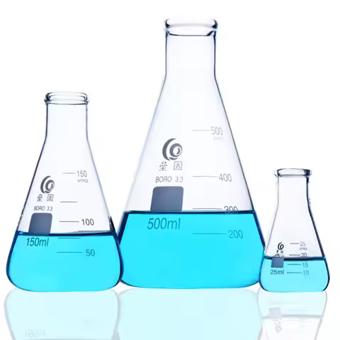 1Pc/lot 50-2000ml Straight small Mouth Glass erlenmeyer flask, conical flask bottle, GlassTriangle F