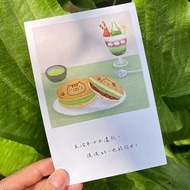 【熊老闆咖啡館】日誌明信片單張-6月-抹茶紅豆銅鑼燒