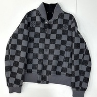 Louis Vuitton LV 黑灰 棋盤格 雙面穿 绵羊毛 夾克 外套 棒球外套