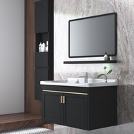 Black wash basin cabinet combination space aluminum bathroom cabinet wall mounted wash basin wash basin shelf with mirror wash basin