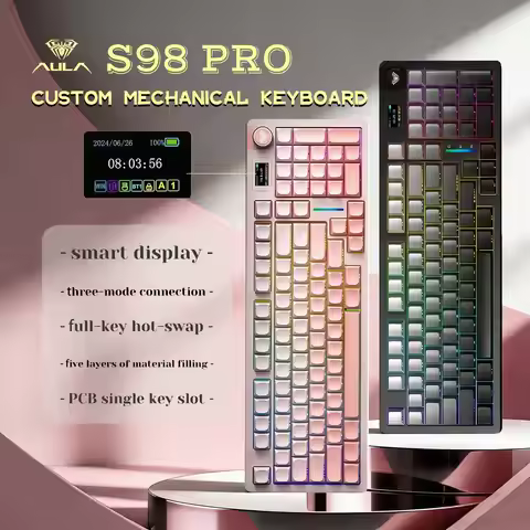 AULA S98pro Custom Mechanical Keyboard Three mode wireless hot swap gasket structure RGB backlight c