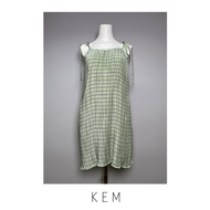 Kemissara Bow shoulder mini dress Green Print