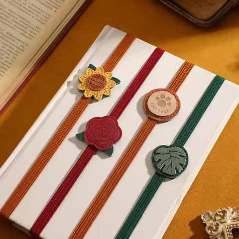 Decorative Elastic Notebook Strap 2 Pcs With Vintage Stitch-like Design PU Flowers Aesthetic Closure