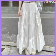 Korean Style White Skirt Baggy Skirt Kembang White Long Skirt Skirt Putih Black Skirt A Cut Retro Sk