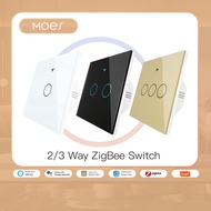 MOES ZigBee Wall Touch Smart Light Switch No Neutral No Capacitor Smart Life Works with Alexa Google