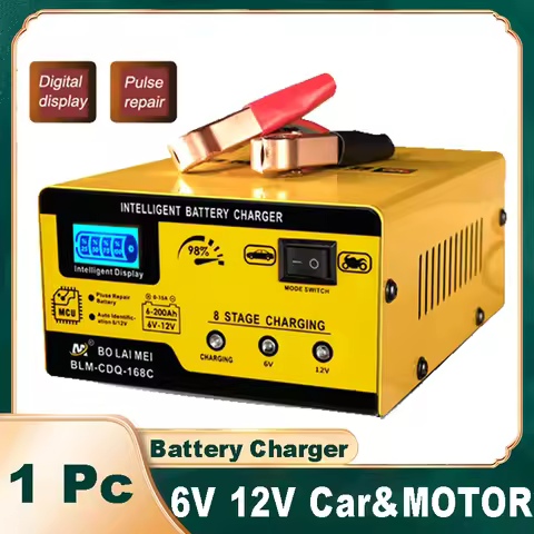 Automatic 6V 12V Car Battery Charger 6Ah-200Ah 15AMP Smart Battery Charger Fast Charging Pulse Repai