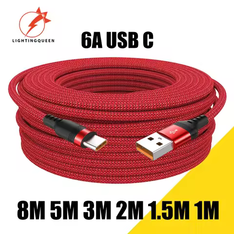 Usb C Super Fast Charge Cable for Huawei 8M 5M 3M 2M 1M 6A Usb Type-C Equipment Cable for Samsung Xi