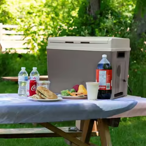 12V Electric Cooler/Warmer 38L 40qt Thermoelectric Car Fridge with Reversible Door for Work Travel V