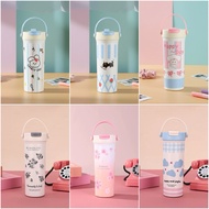 600ML Stainless Steel Tumbler, 2IN1 Pattern Tumbler, Two Ways to Drink, Cute Motif Stainless Steel D
